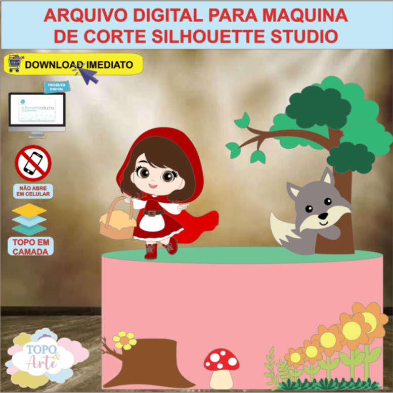 ARQUIVO de Corte Topo de Bolo Chapeuzinho Vermelho - 09