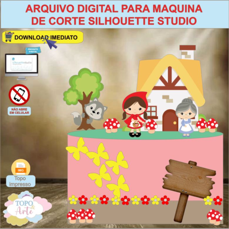 ARQUIVO de Corte Topo de Bolo Chapeuzinho Vermelho - 13