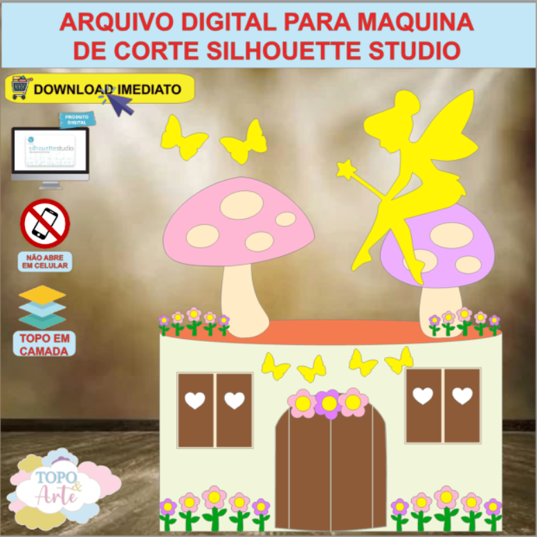 ARQUIVO de Corte Topo de Bolo Fada Fadinha - 01