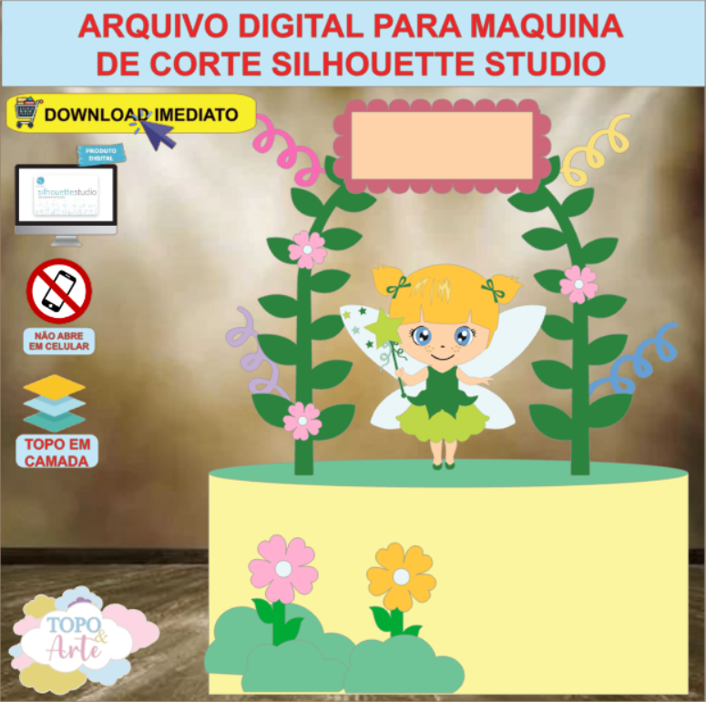 ARQUIVO de Corte Topo de Bolo Fada Fadinha - 04