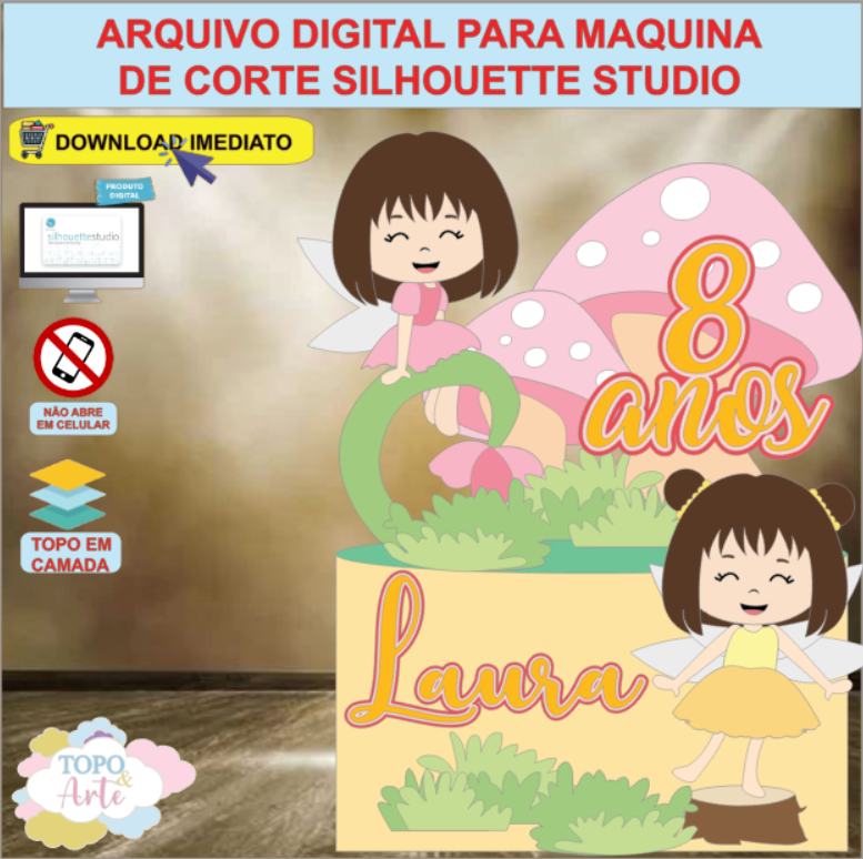 ARQUIVO de Corte Topo de Bolo Fada Fadinha - 15