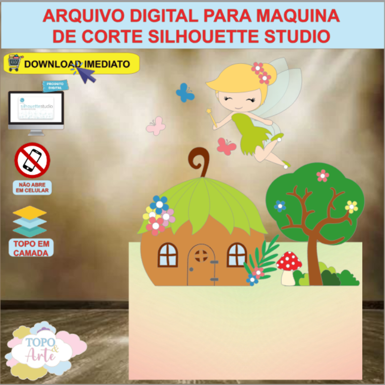 ARQUIVO de Corte Topo de Bolo Fada Fadinha - 17