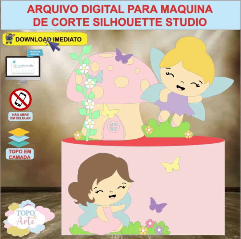 ARQUIVO de Corte Topo de Bolo Fada Fadinha - 19