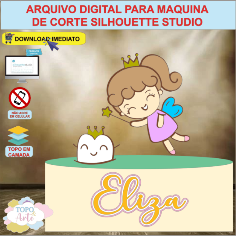 ARQUIVO de Corte Topo de Bolo Fada dos Dentes - 03