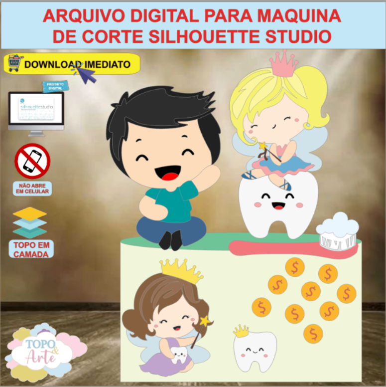 ARQUIVO de Corte Topo de Bolo Fada dos Dentes - 11
