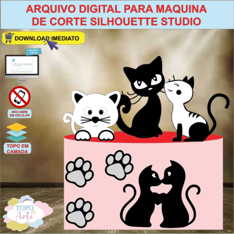 ARQUIVO de Corte Topo de Bolo Gatos - 06
