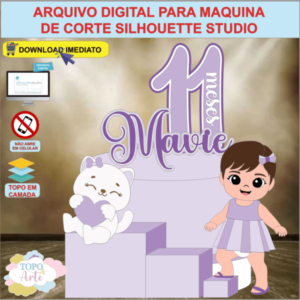 ARQUIVO de Corte Topo de Bolo Gatos Menina - 01