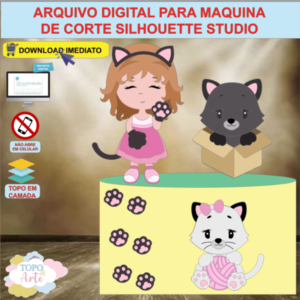 ARQUIVO de Corte Topo de Bolo Gatos Menina - 09
