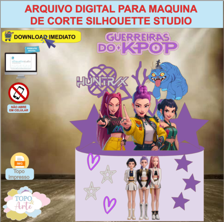 ARQUIVO de Corte Topo de Bolo Guerreiras do K-Pop - 05