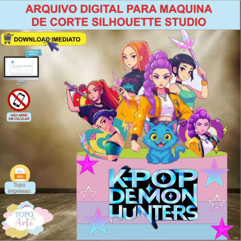 ARQUIVO de Corte Topo de Bolo Guerreiras do K-Pop - 06