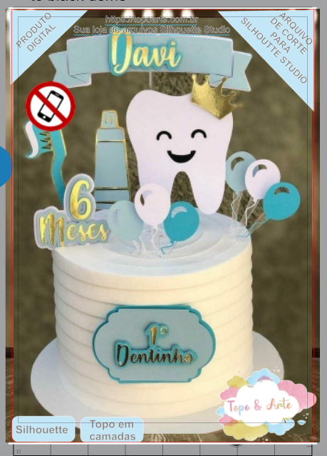 ARQUIVO de Corte Topo de Bolo Dente Meu Primeiro Dentinho 01