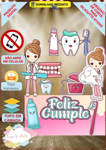 ARQUIVO de Corte Topo de Bolo Dente Meu Primeiro Dentinho - 06