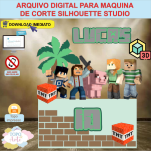 ARQUIVO de Corte Topo de Bolo Minecraft com Cubo 3D- 04