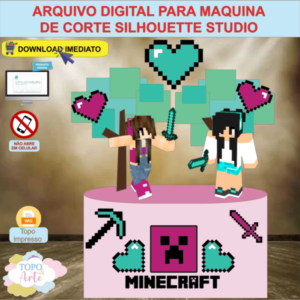 ARQUIVO de Corte Topo de Bolo Minecraft menina - 16