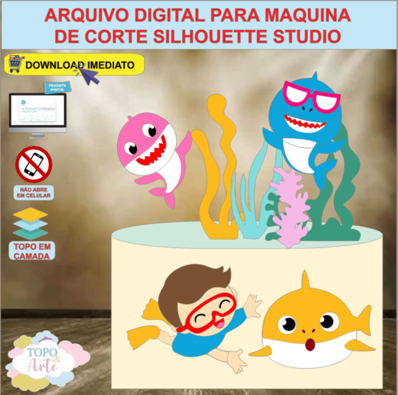 ARQUIVO de Corte Topo de Bolo Baby Shark Menino - 05