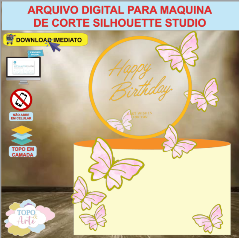 ARQUIVO de Corte Topo de Bolo Borboletas - 01