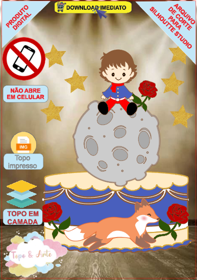 ARQUIVO de Corte Topo de Bolo Pequeno Principe e a Raposa - 06