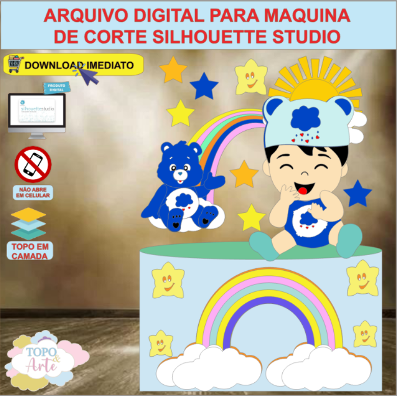 ARQUIVO de Corte Topo de Bolo Ursinhos Carinhosos - 04