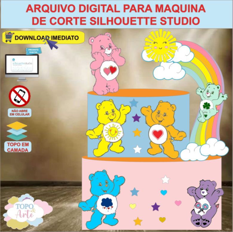 ARQUIVO de Corte Topo de Bolo Ursinhos Carinhosos - 05