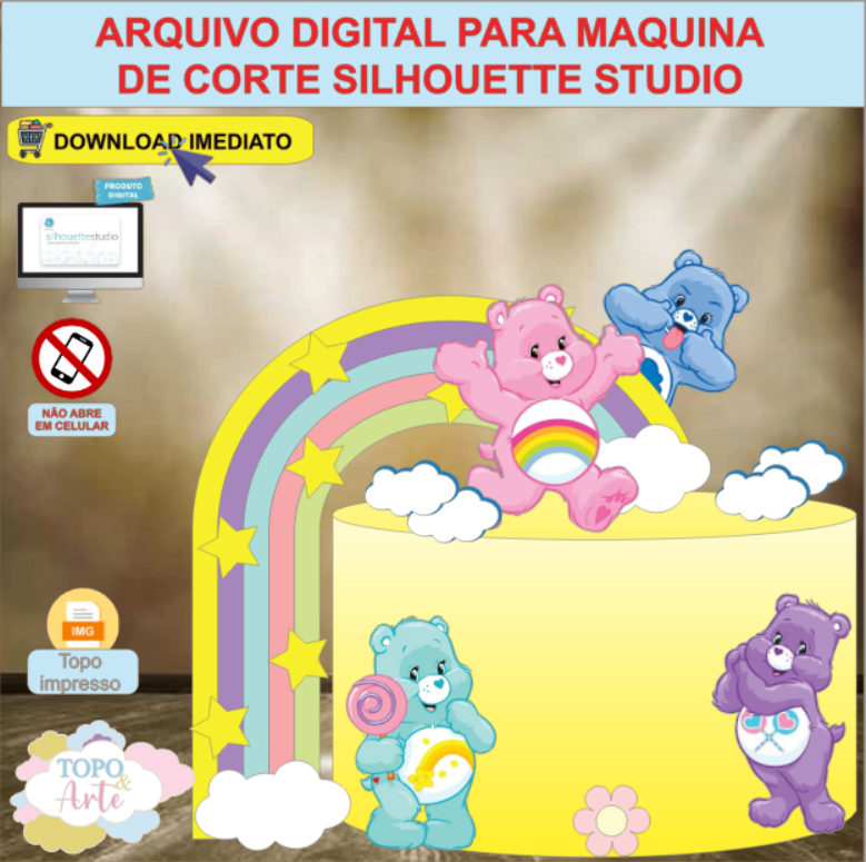 ARQUIVO de Corte Topo de Bolo Ursinhos Carinhosos - 09