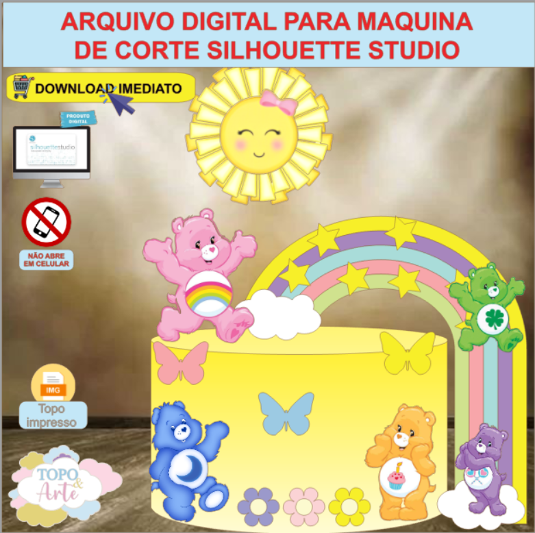 ARQUIVO de Corte Topo de Bolo Ursinhos Carinhosos - 10