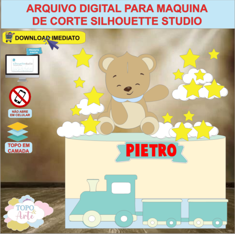 ARQUIVO de Corte Topo de Bolo Urso Ursinho - 05
