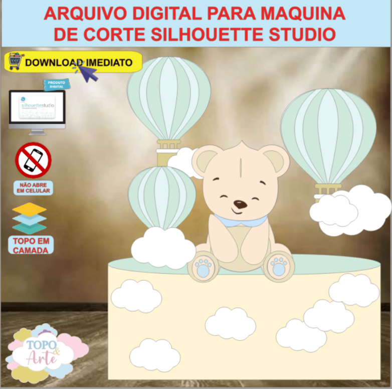 ARQUIVO de Corte Topo de Bolo Urso Ursinho - 11