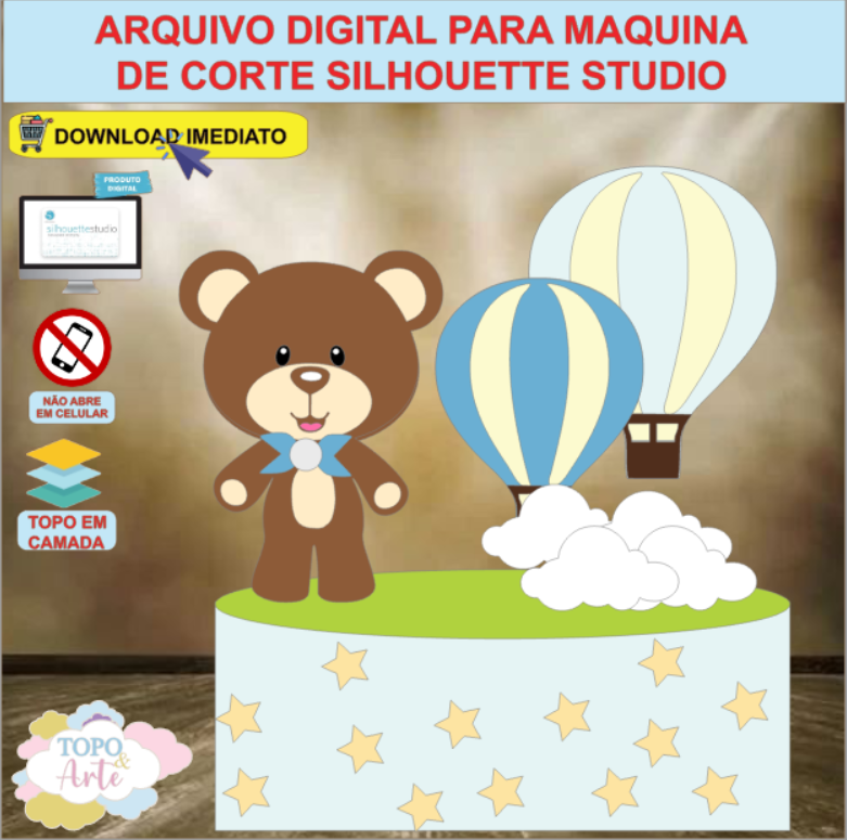 ARQUIVO de Corte Topo de Bolo Urso Ursinho - 12