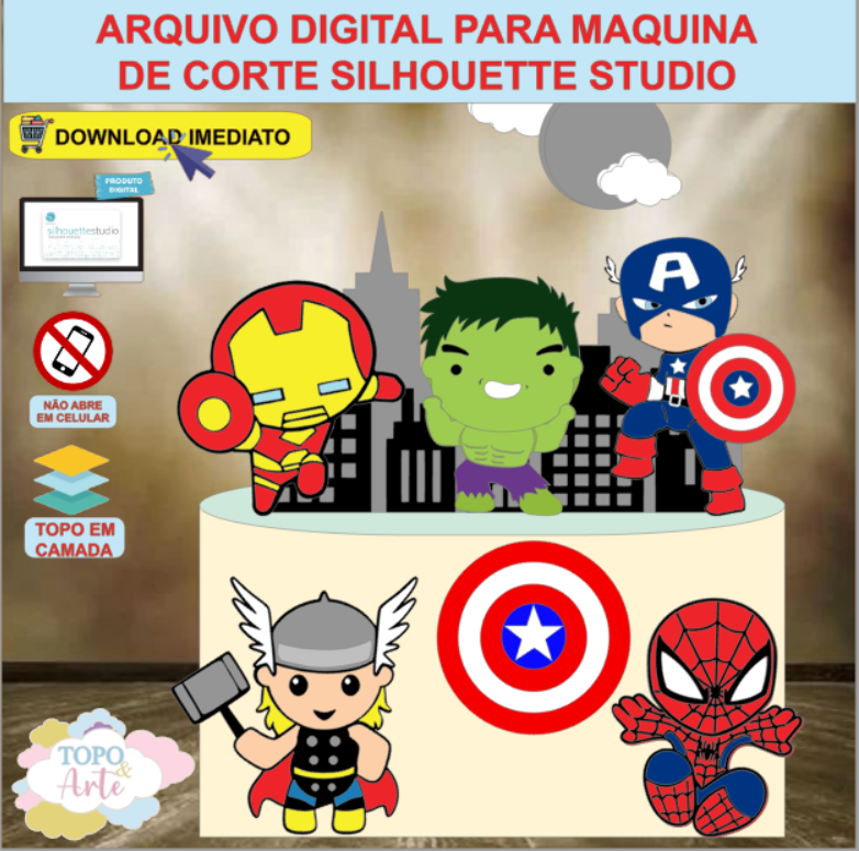 ARQUIVO de Corte Topo de Bolo Os Vingadores - 10