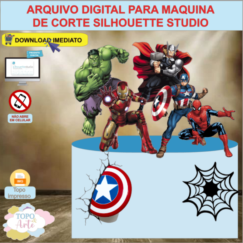 ARQUIVO de Corte Topo de Bolo Os Vingadores- M* 01
