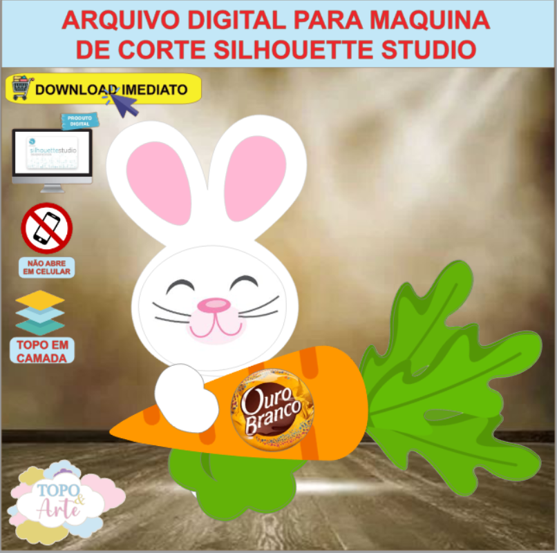 ARQUIVO de Corte Topo de Bolo Card BomBom de Pascoa - 03