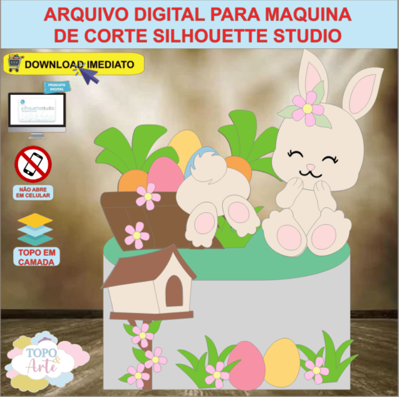 ARQUIVO de Corte Topo de Bolo Coelho da Pascoa - 17