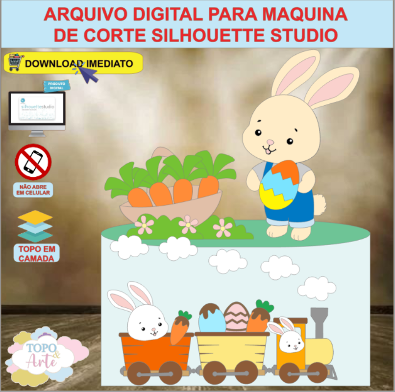 ARQUIVO de Corte Topo de Bolo Coelho da Pascoa - 25
