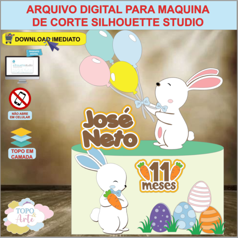 ARQUIVO de Corte Topo de Bolo Coelho da Pascoa - 26