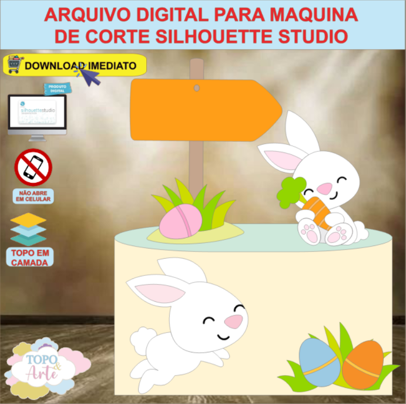 ARQUIVO de Corte Topo de Bolo Coelho da Pascoa - 30