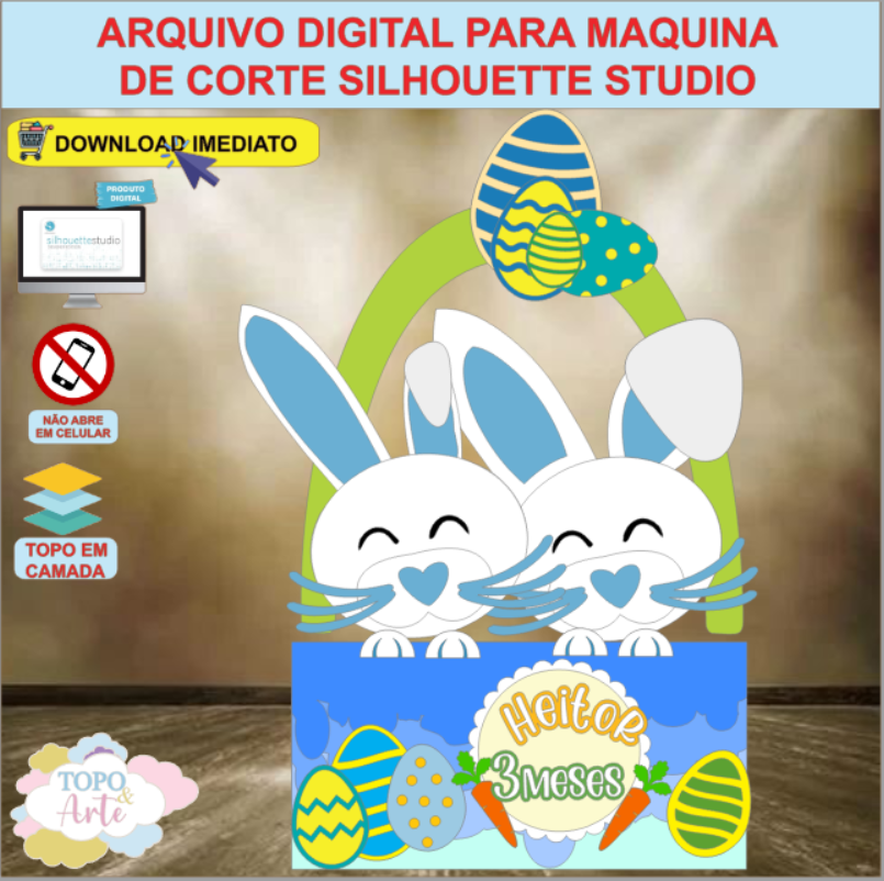 ARQUIVO de Corte Topo de Bolo Coelho da Pascoa - 32