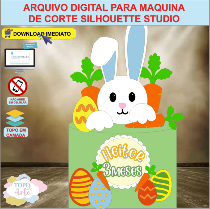 ARQUIVO de Corte Topo de Bolo Coelho da Pascoa - 37