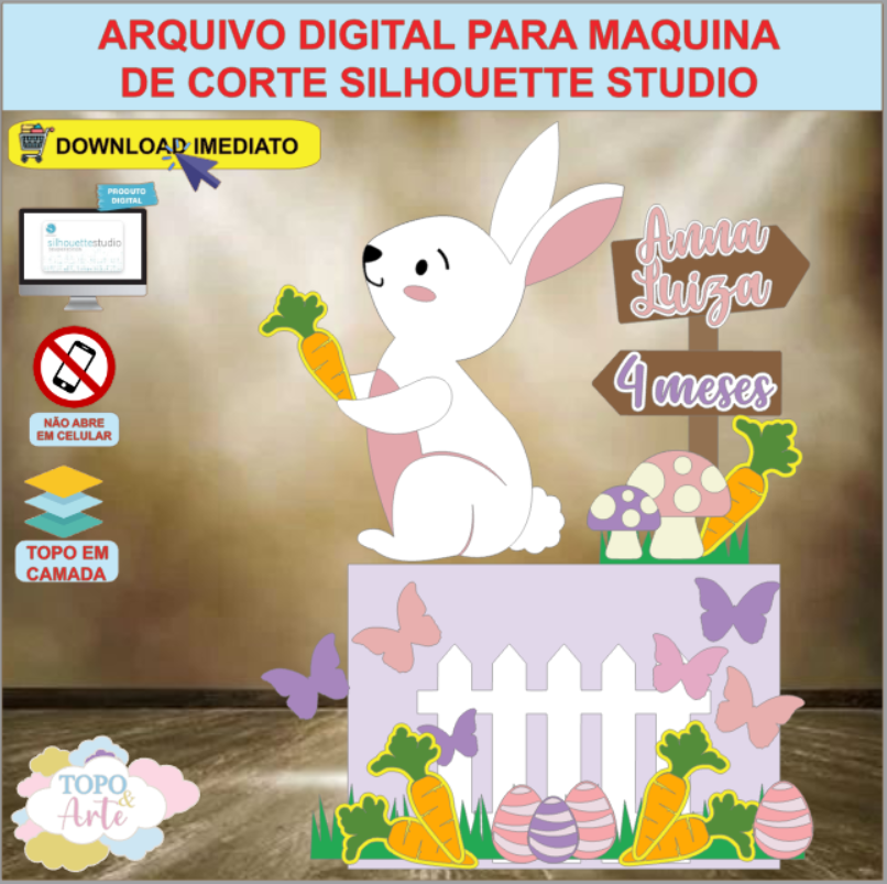 ARQUIVO de Corte Topo de Bolo Coelho da Pascoa - 40