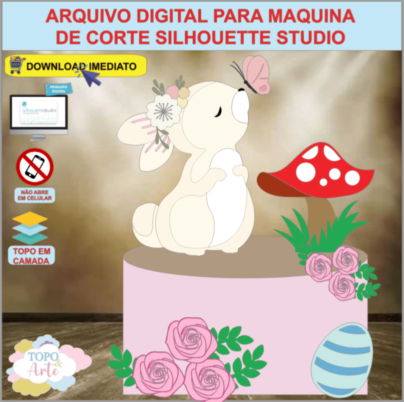 ARQUIVO de Corte Topo de Bolo Coelho da Pascoa - 41