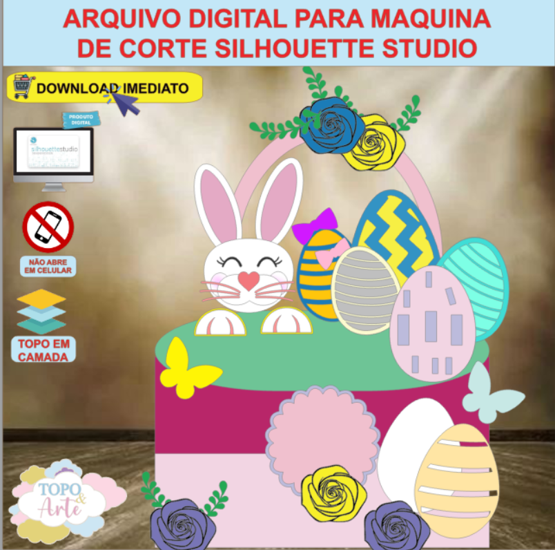 ARQUIVO de Corte Topo de Bolo Coelho da Pascoa - 43