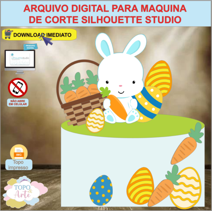 ARQUIVO de Corte Topo de Bolo Coelho da Pascoa - 45