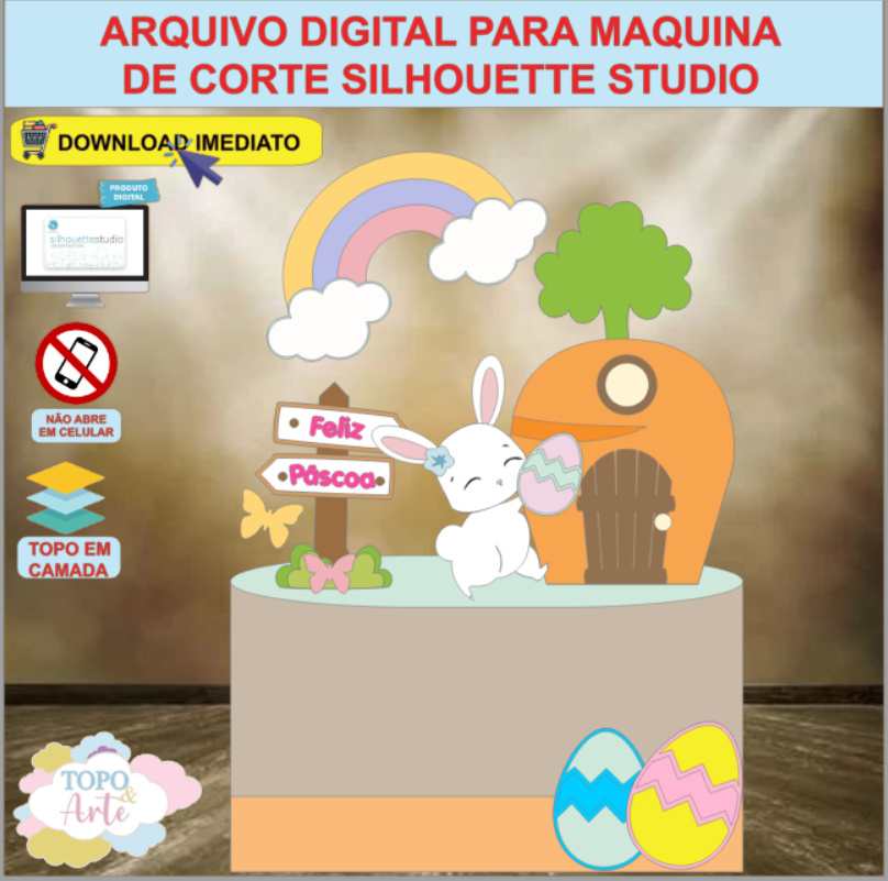 ARQUIVO de Corte Topo de Bolo Coelho da Pascoa - 57