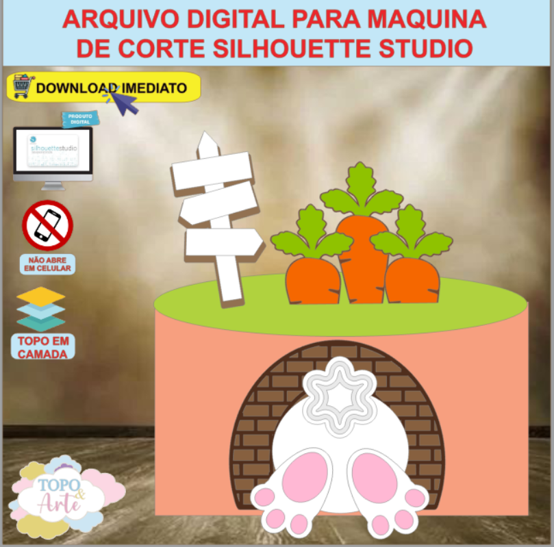 ARQUIVO de Corte Topo de Bolo Coelho da Pascoa - 60