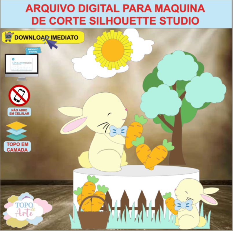 ARQUIVO de Corte Topo de Bolo Coelho da Pascoa - 62