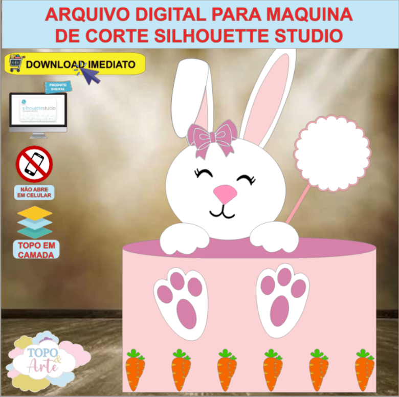 ARQUIVO de Corte Topo de Bolo Coelho da Pascoa - 64