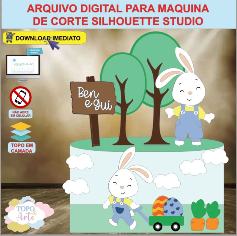 ARQUIVO de Corte Topo de Bolo Coelho da Pascoa - 71