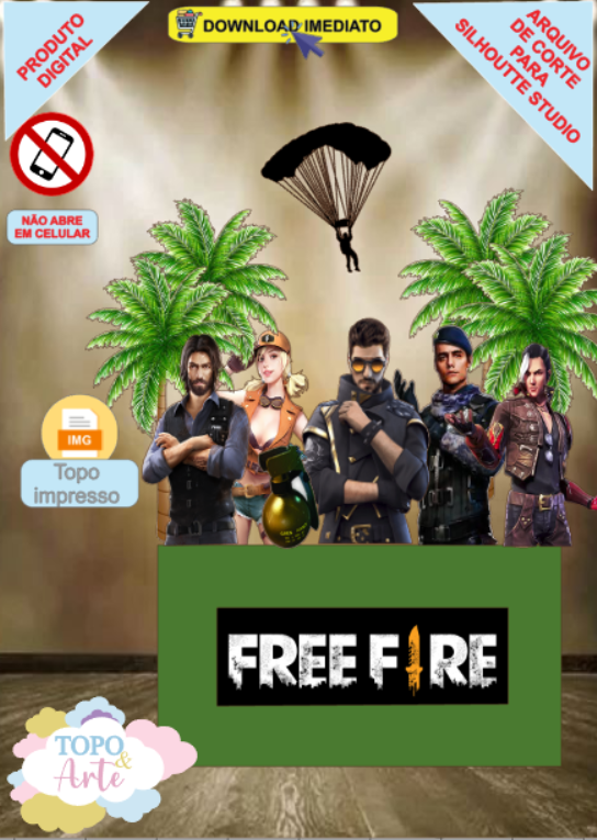 ARQUIVO de Corte Topo de Bolo Free Fire - 02