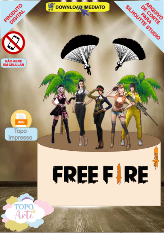 ARQUIVO de Corte Topo de Bolo Free Fire - 03