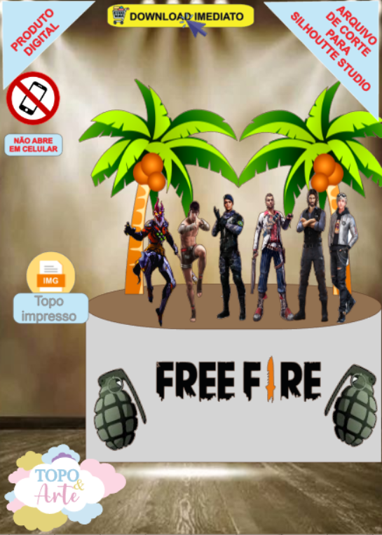 ARQUIVO de Corte Topo de Bolo Free Fire - 04