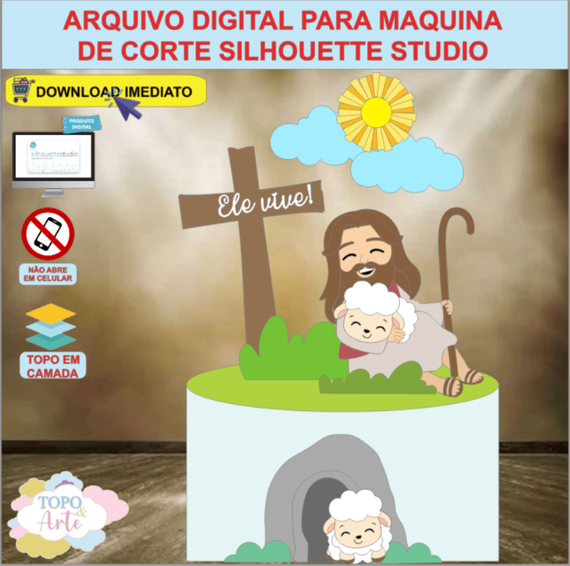 ARQUIVO de Corte Topo de Bolo Pascoa Crista - 13